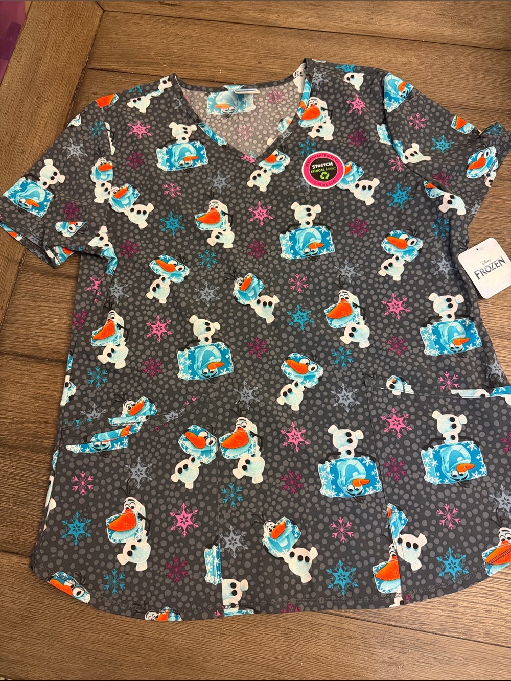 Disney Frozen Olaf womens scrub top